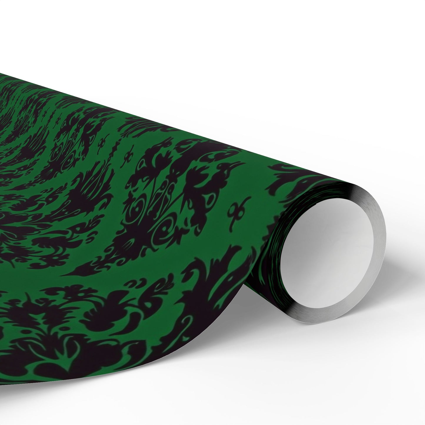 Green and Black Victorian Damask Wrapping Papers