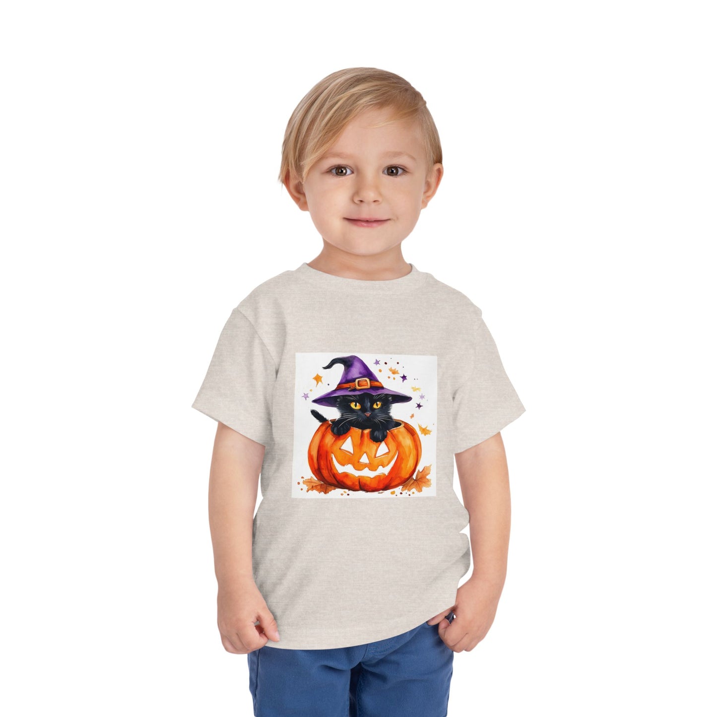 Cute Halloween Cat Toddler Short Sleeve Tee