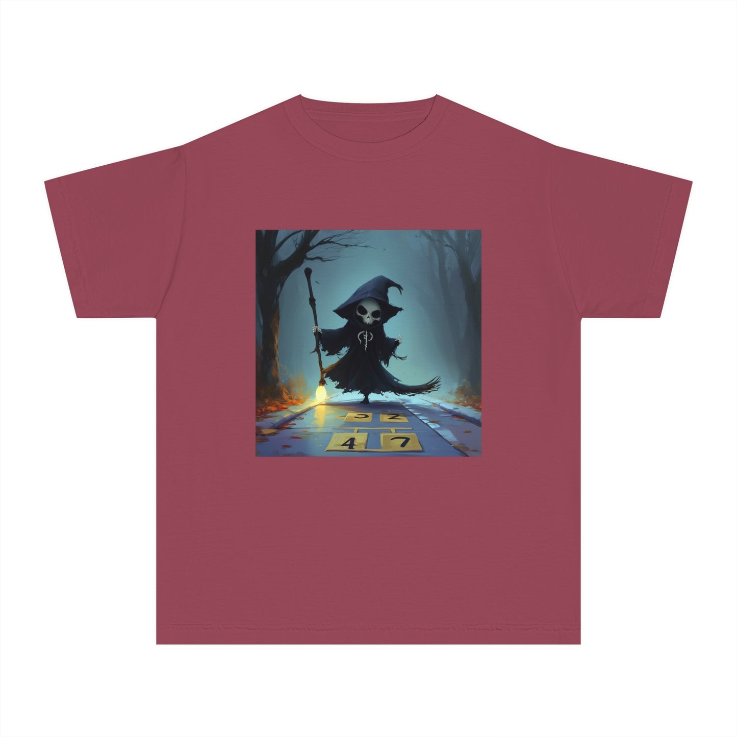 Grim Reaper Playing Hopscotch Youth Midweight Tee