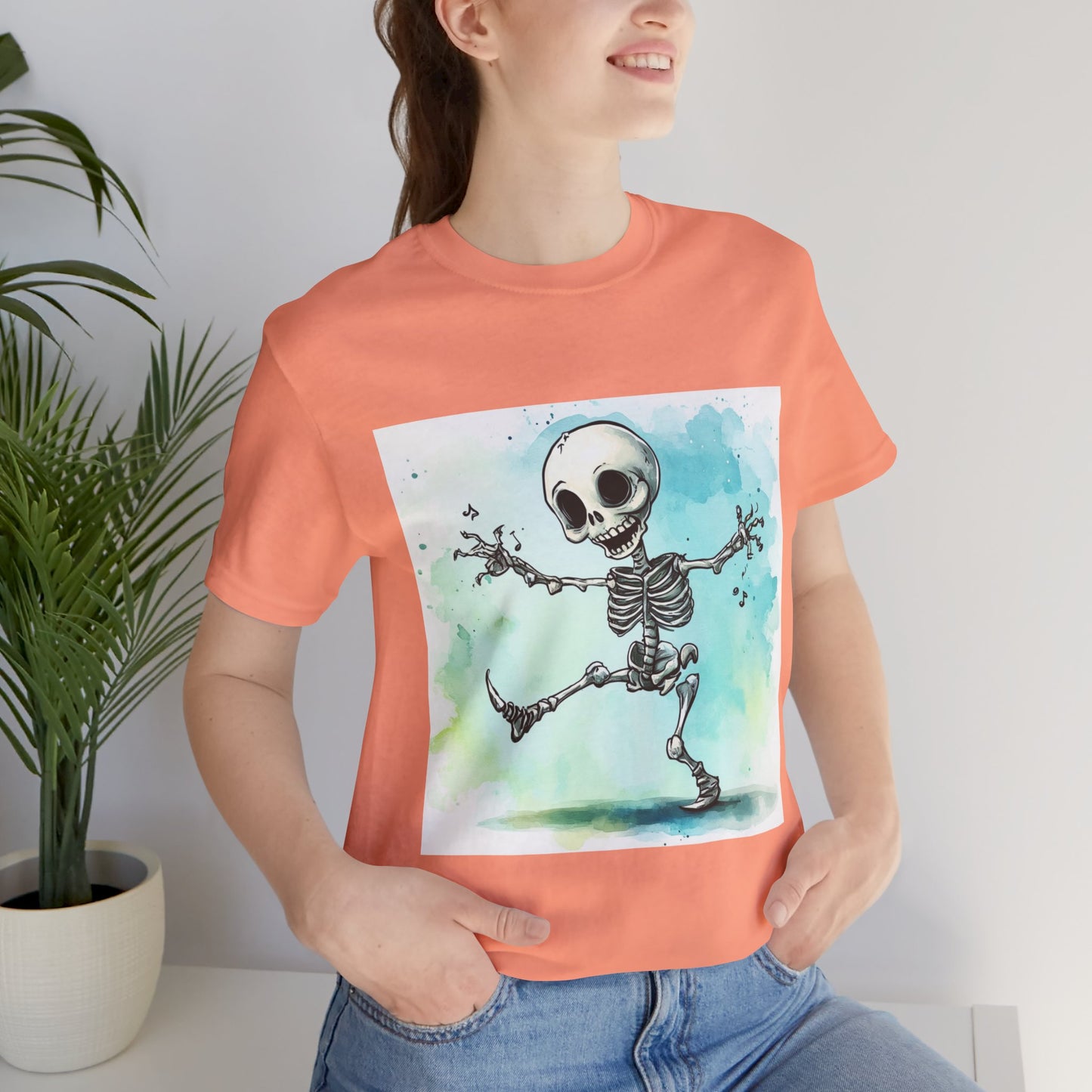 Happy Cute Skeleton Unisex Jersey Short Sleeve Tee