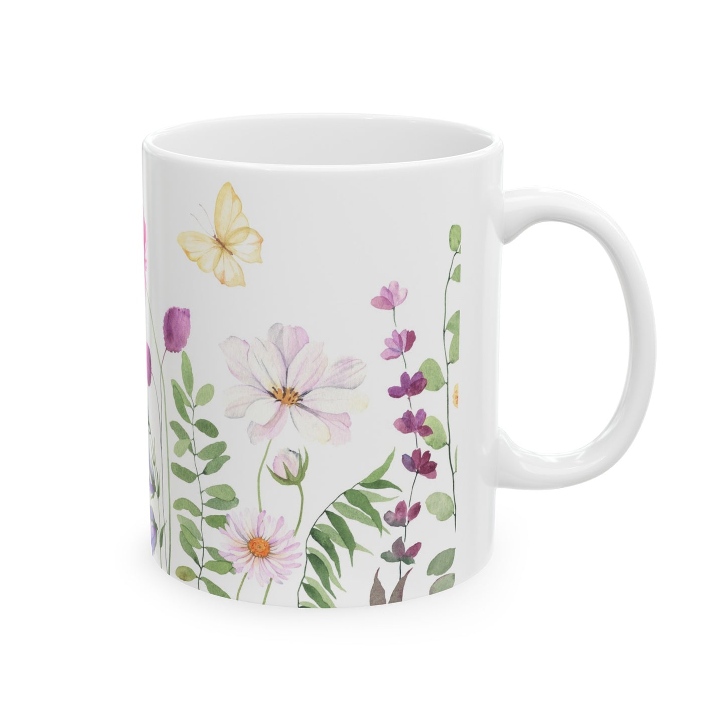 Pink Wildflower Ceramic Mug, 11oz