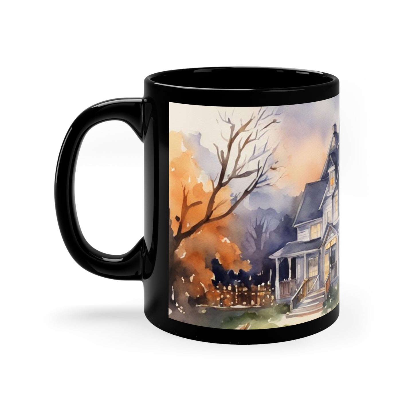 Haunted House Halloween 11oz Black Mug