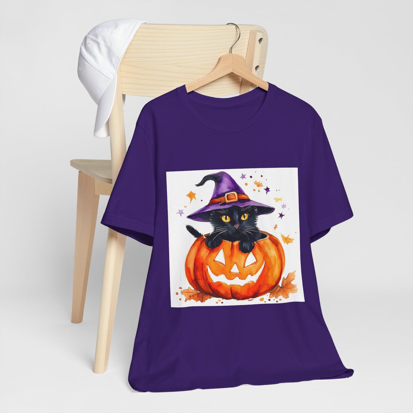 Cute Halloween Cat Jack o Lantern Unisex Jersey Short Sleeve Tee