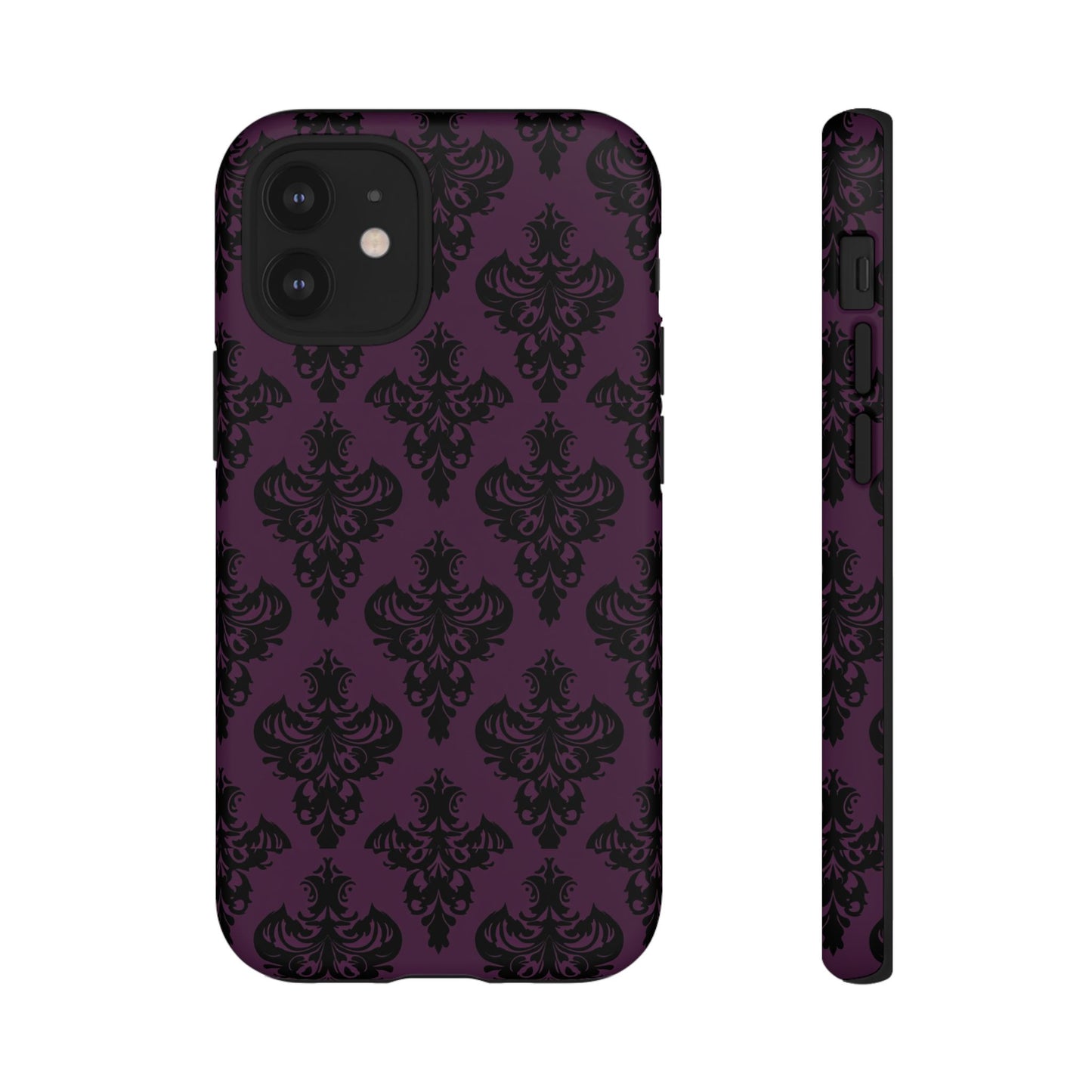 Purple and Black Victorian Damask Pattern Tough Cases