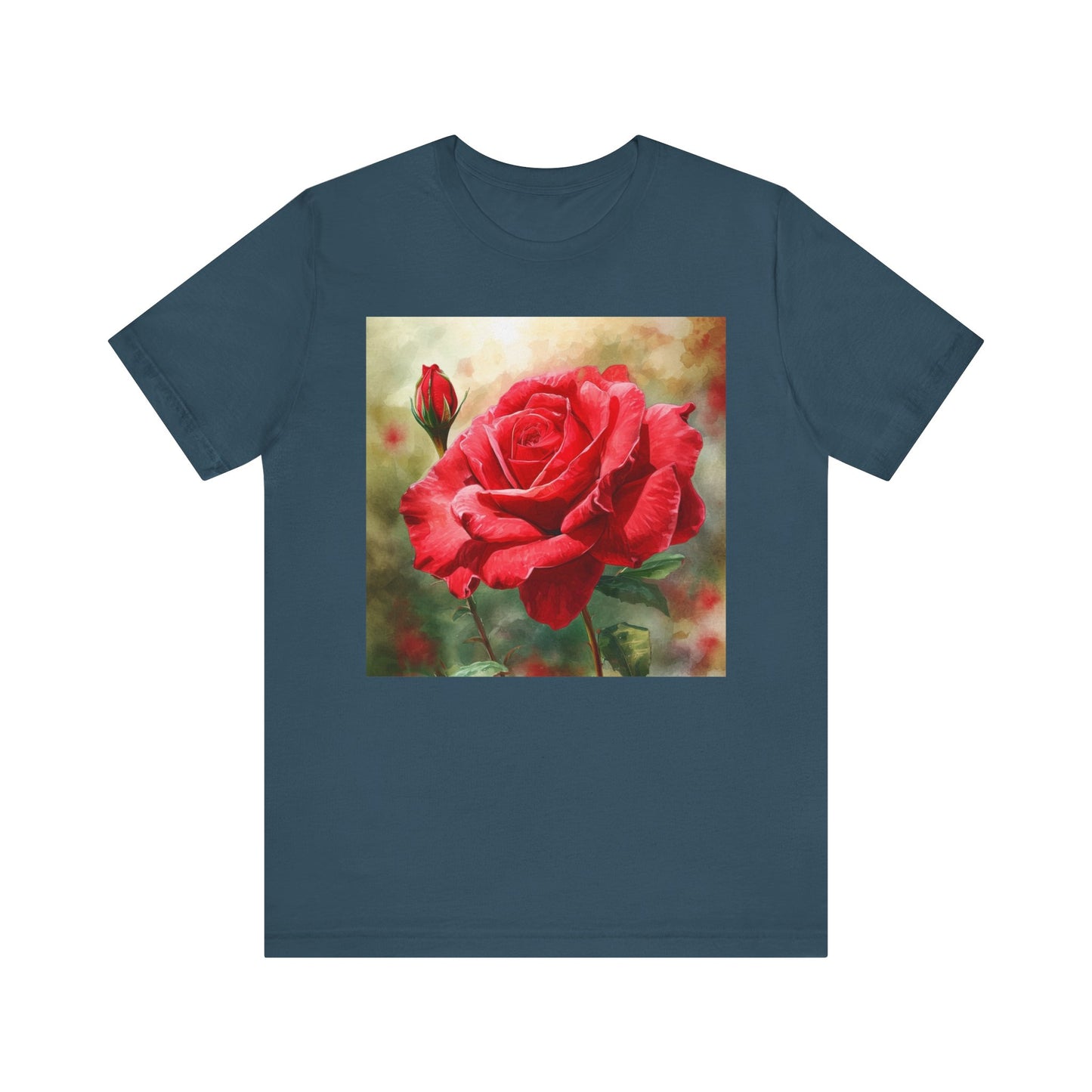Elegant Rose Short Sleeve Tee - Perfect for Nature Lovers & Everyday Comfort