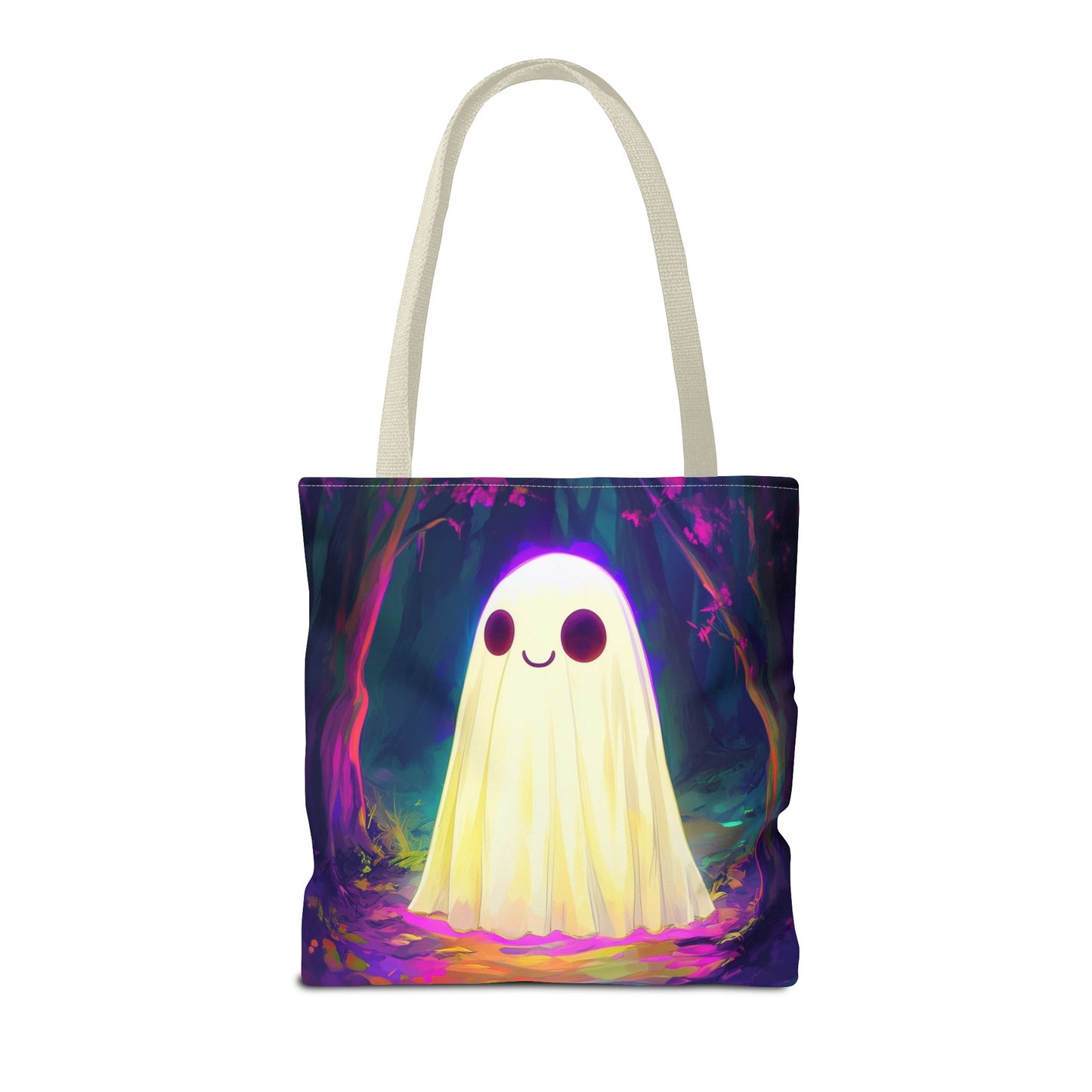 Cute Neon Ghost Tote Bag (AOP)