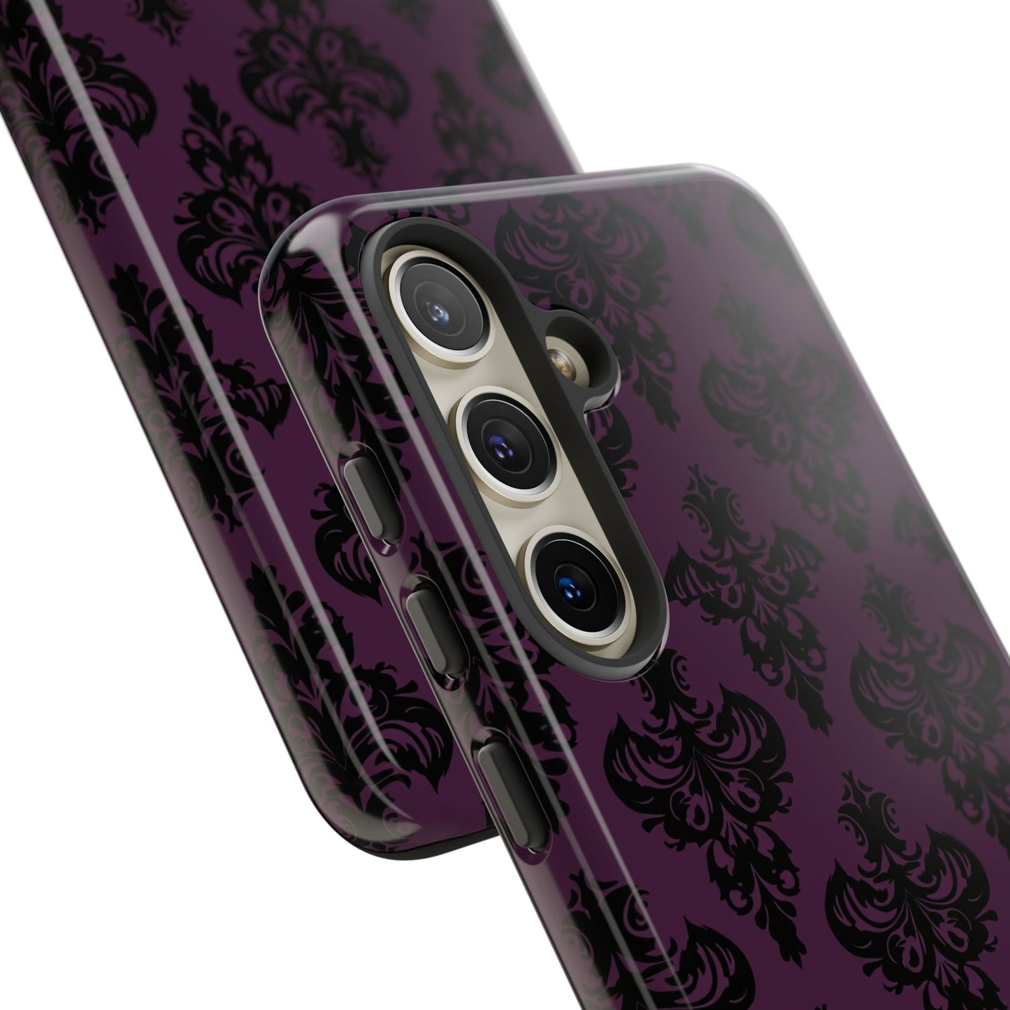 Purple and Black Victorian Damask Pattern Tough Cases