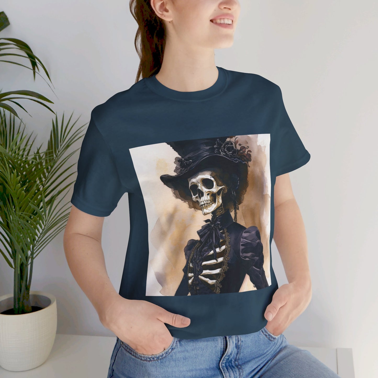 Elegant Victorian Skeleton Unisex Jersey Short Sleeve Tee