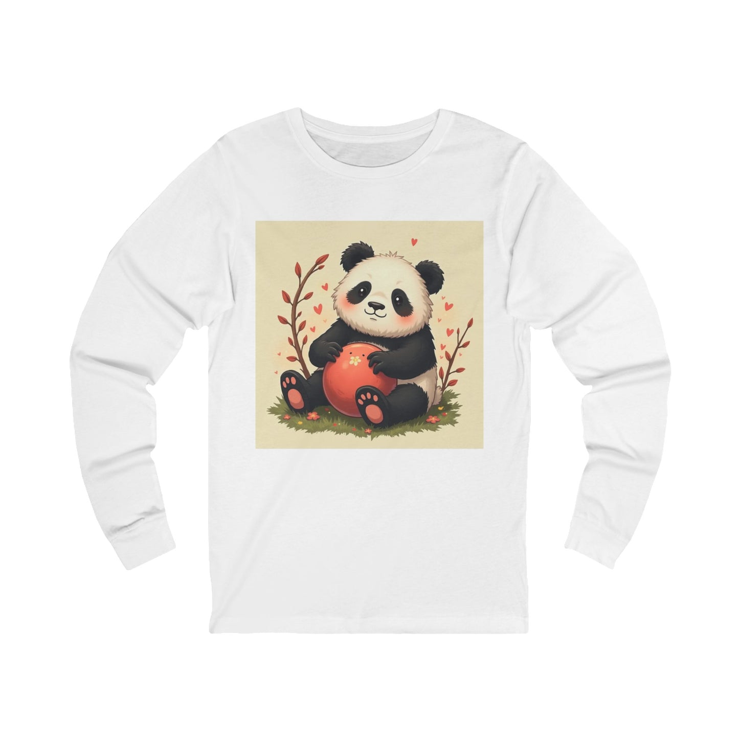 Cute Cartoon Panda Unisex Jersey Long Sleeve Tee