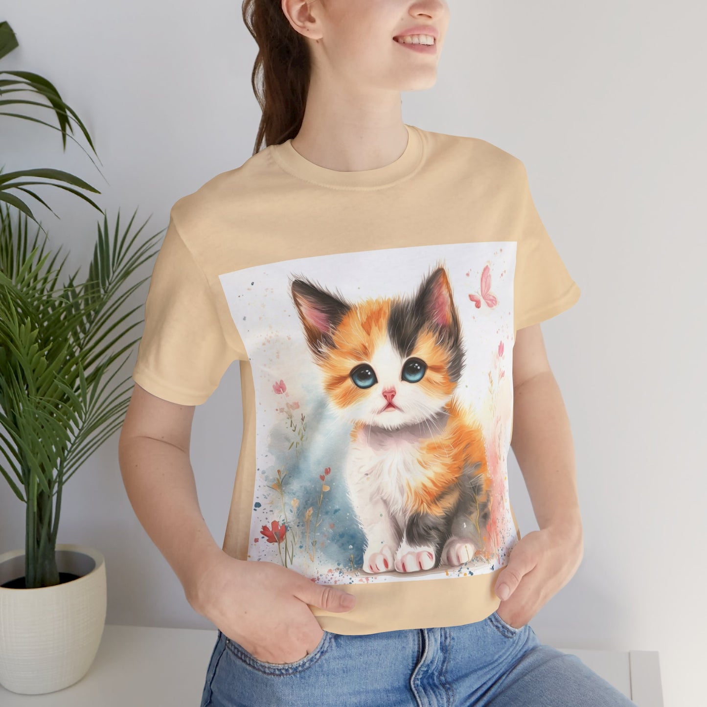 Butterfly Calico Kitten Unisex Jersey Short Sleeve Tee