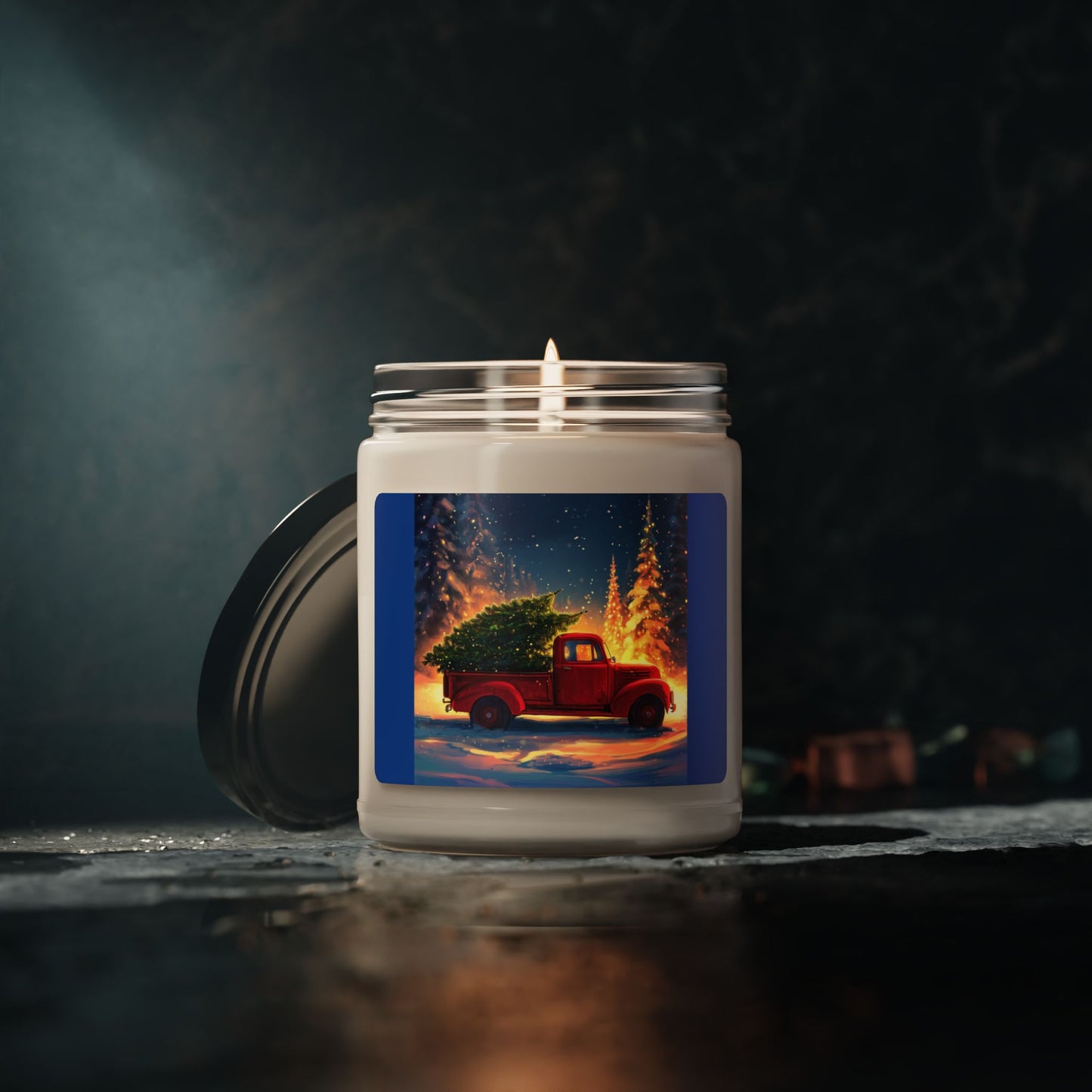 Red Truck with a Christmas Tree Scented Soy Candle, 9oz