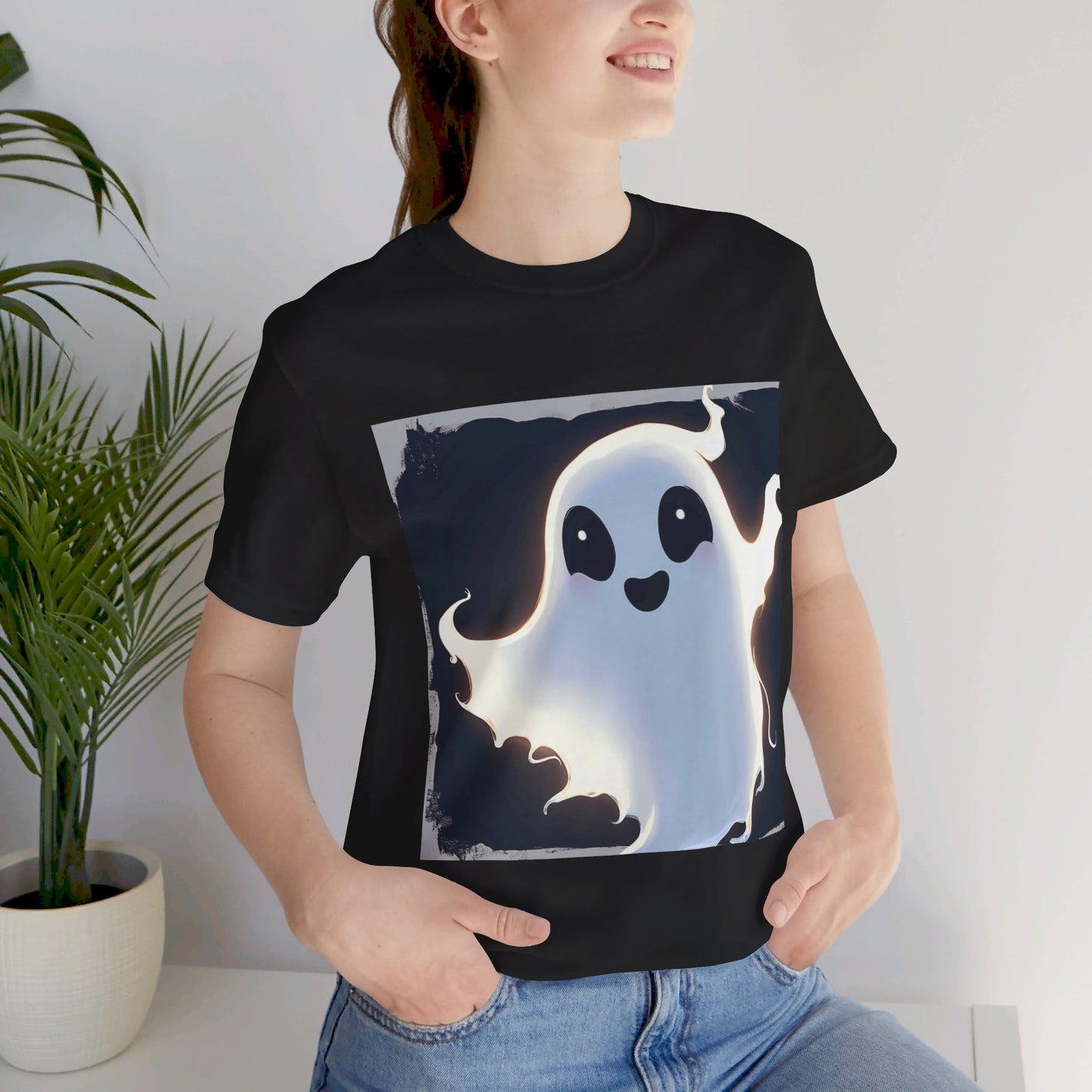 Cute Happy Ghost Unisex Jersey Short Sleeve Tee