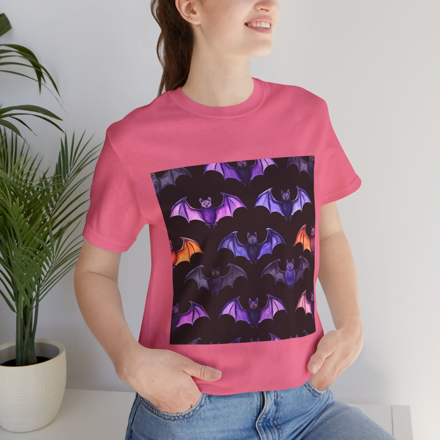 Cute Bat Pattern Unisex Jersey Short Sleeve Tee