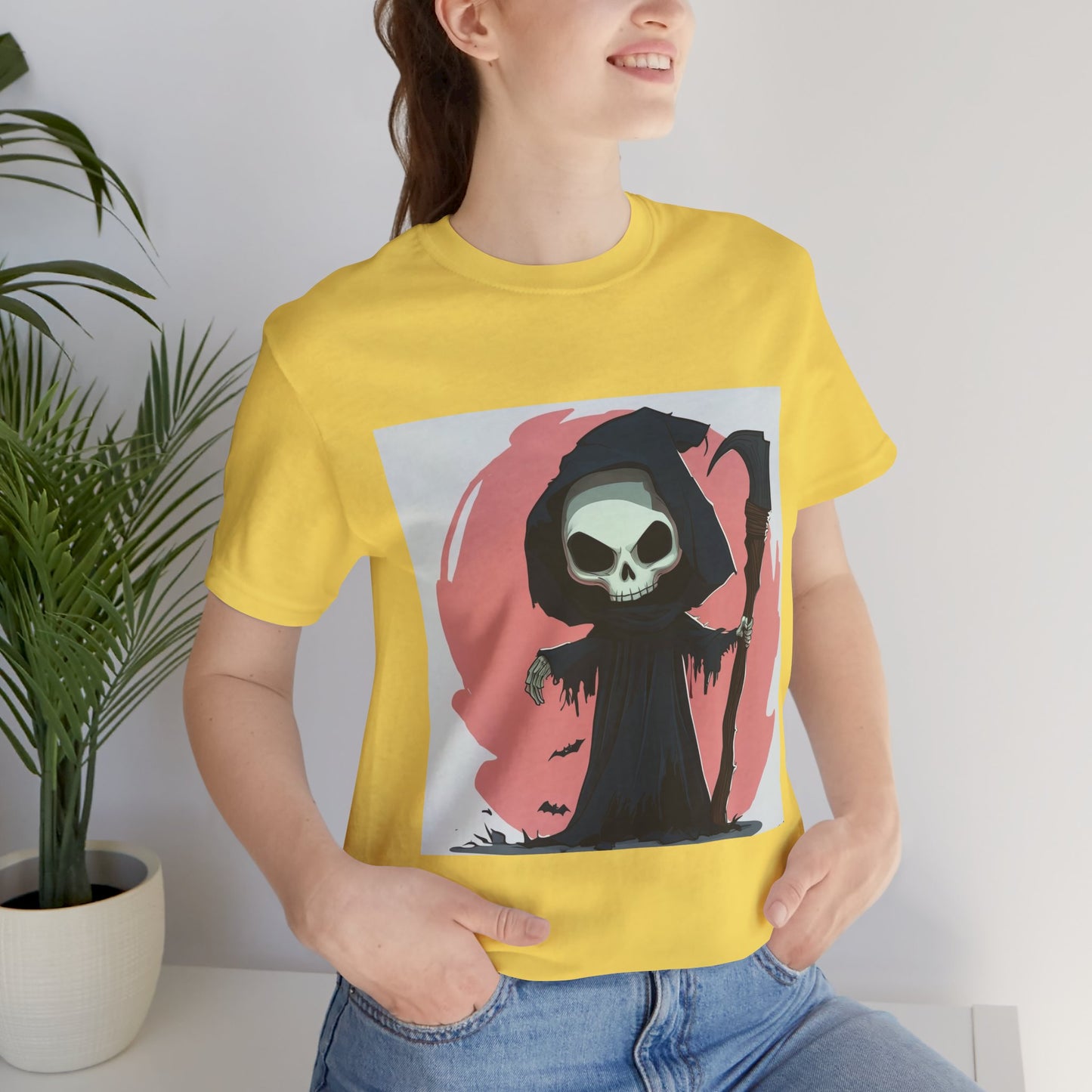 Cute Pink Grim Reaper Unisex Jersey Short Sleeve Tee