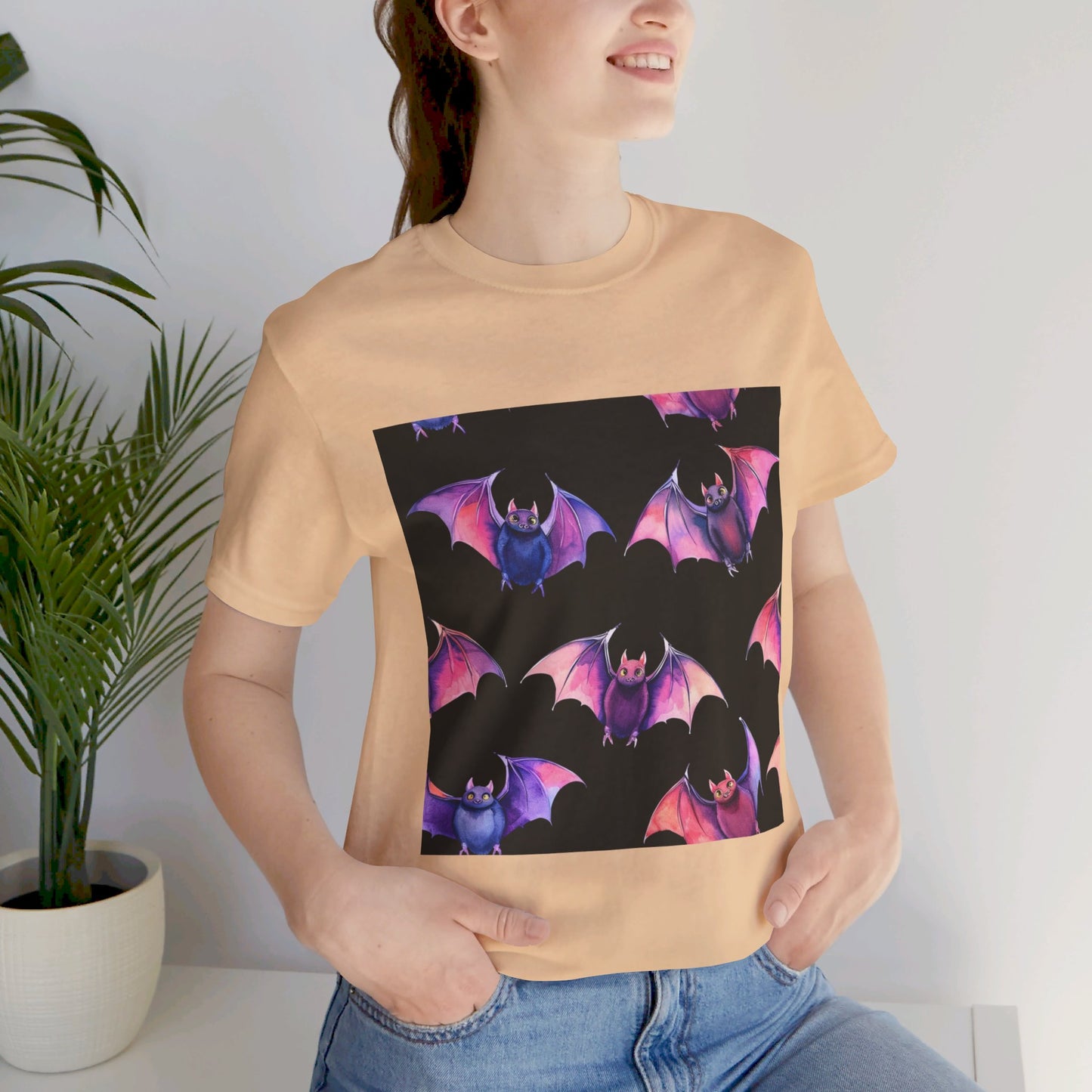 Bright Bat Pattern Unisex Jersey Short Sleeve Tee