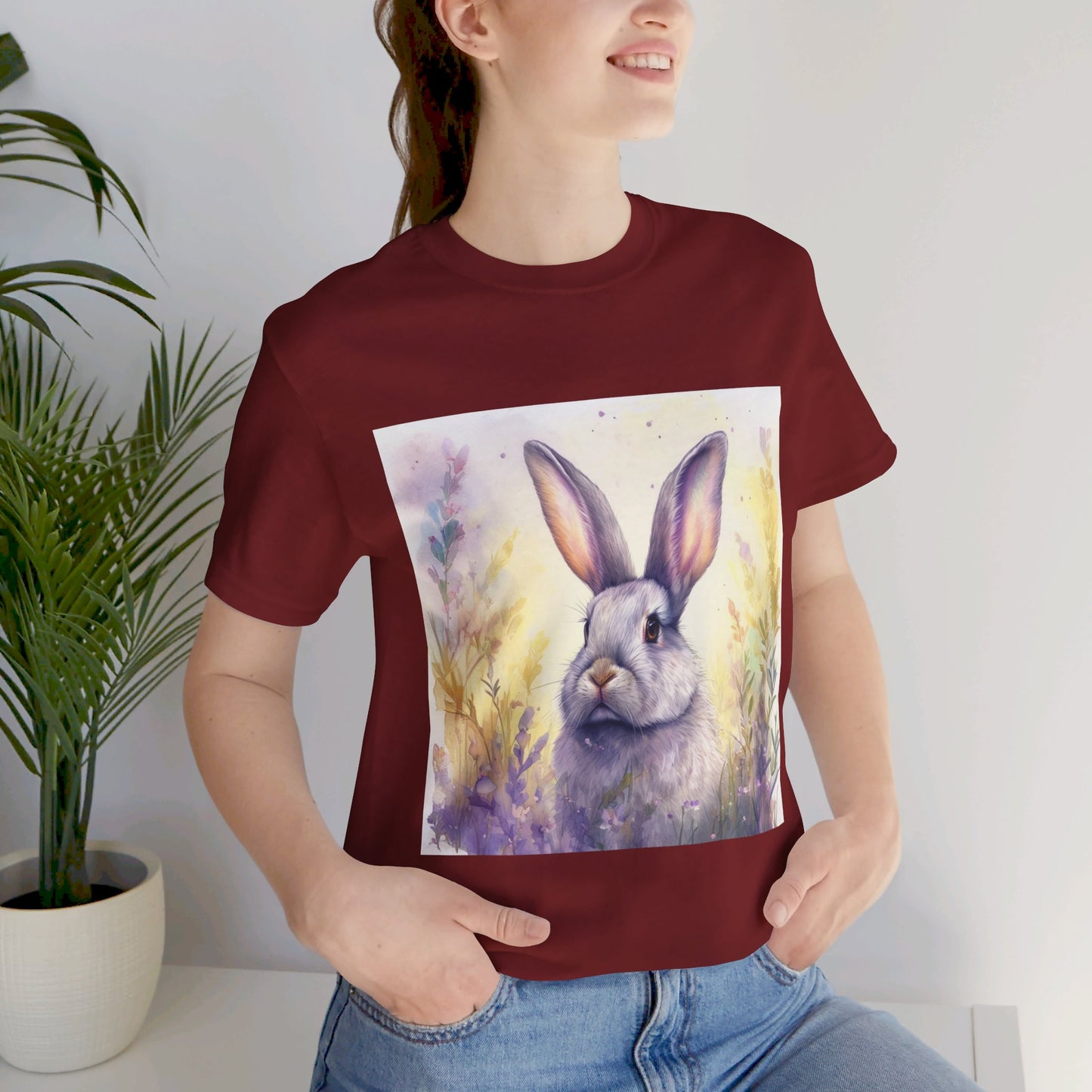 Realistic Cute Bunny Unisex Jersey Short Sleeve Tee