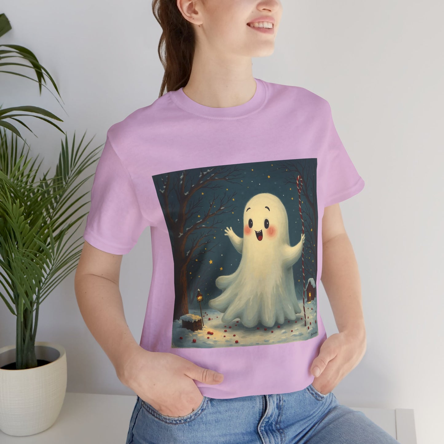 Cute Holiday Ghost Unisex Jersey Tee