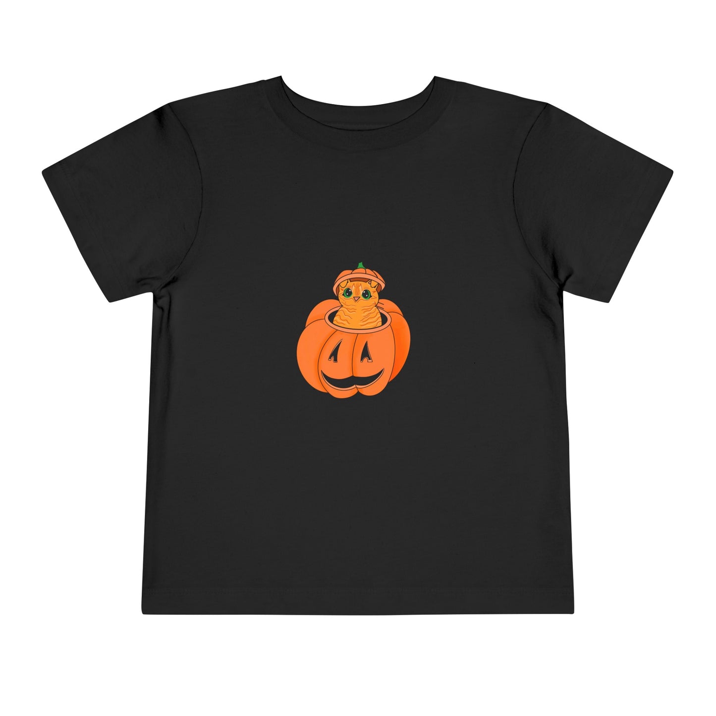 Orange Cat in Jack-o-lantern Toddler Short Sleeve Tee