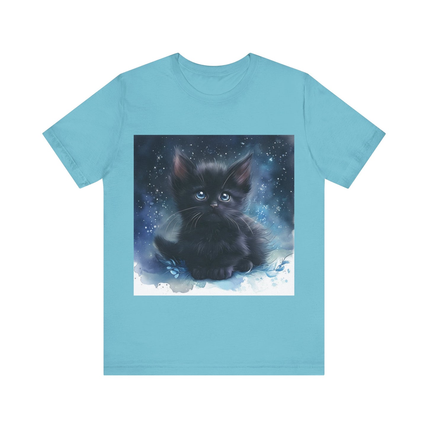 Starry Sky Black Kitten Unisex Jersey Short Sleeve Tee