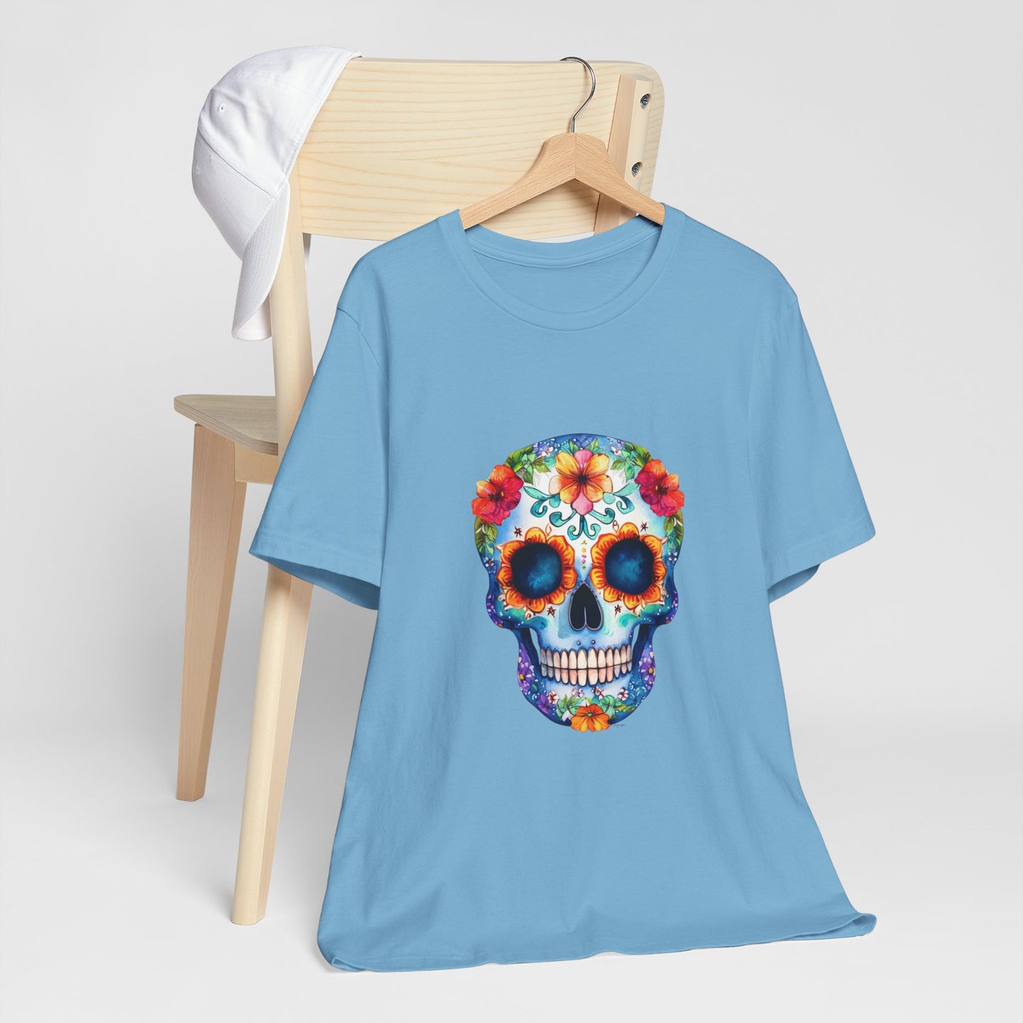 Blue Sugar Skull Unisex Jersey Short Sleeve Tee