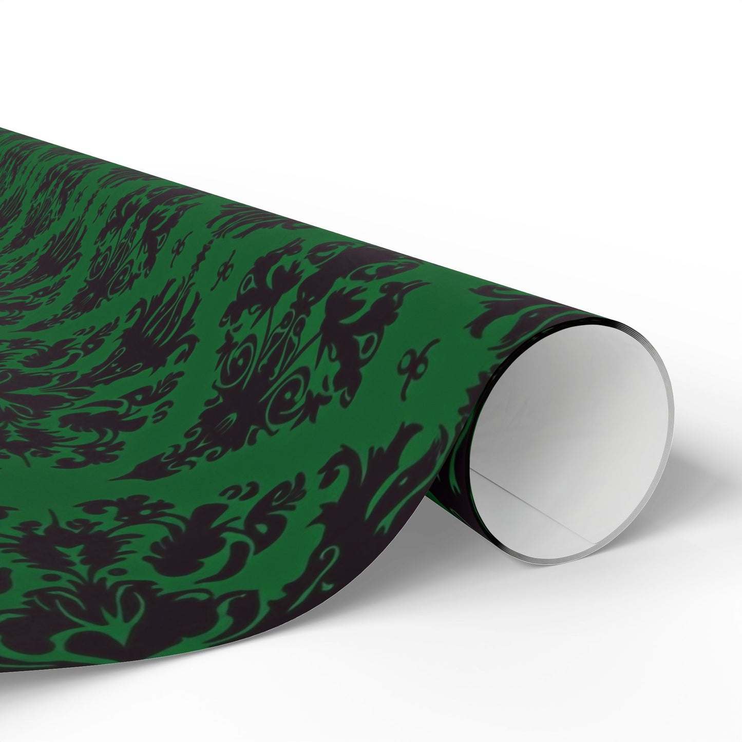 Green and Black Victorian Damask Wrapping Papers