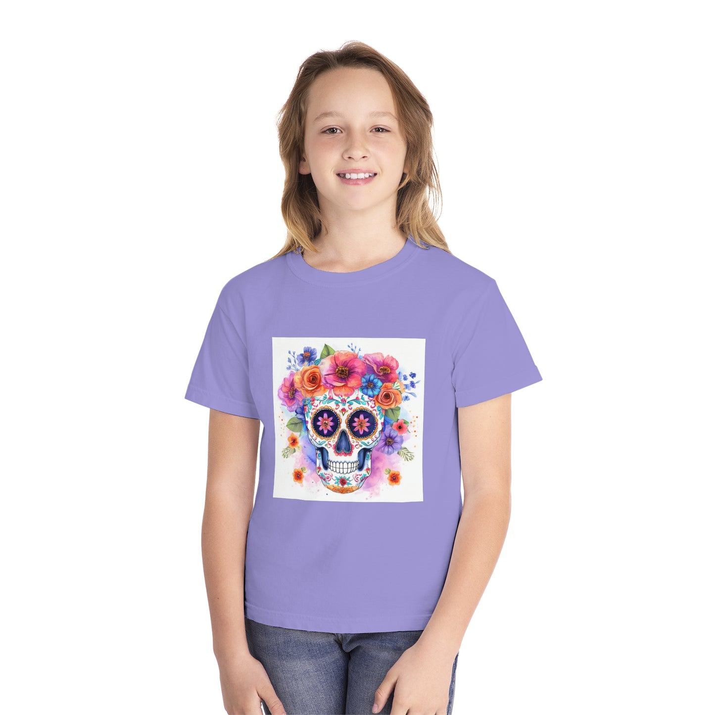 Colorful Sugar Skull Youth Midweight Tee