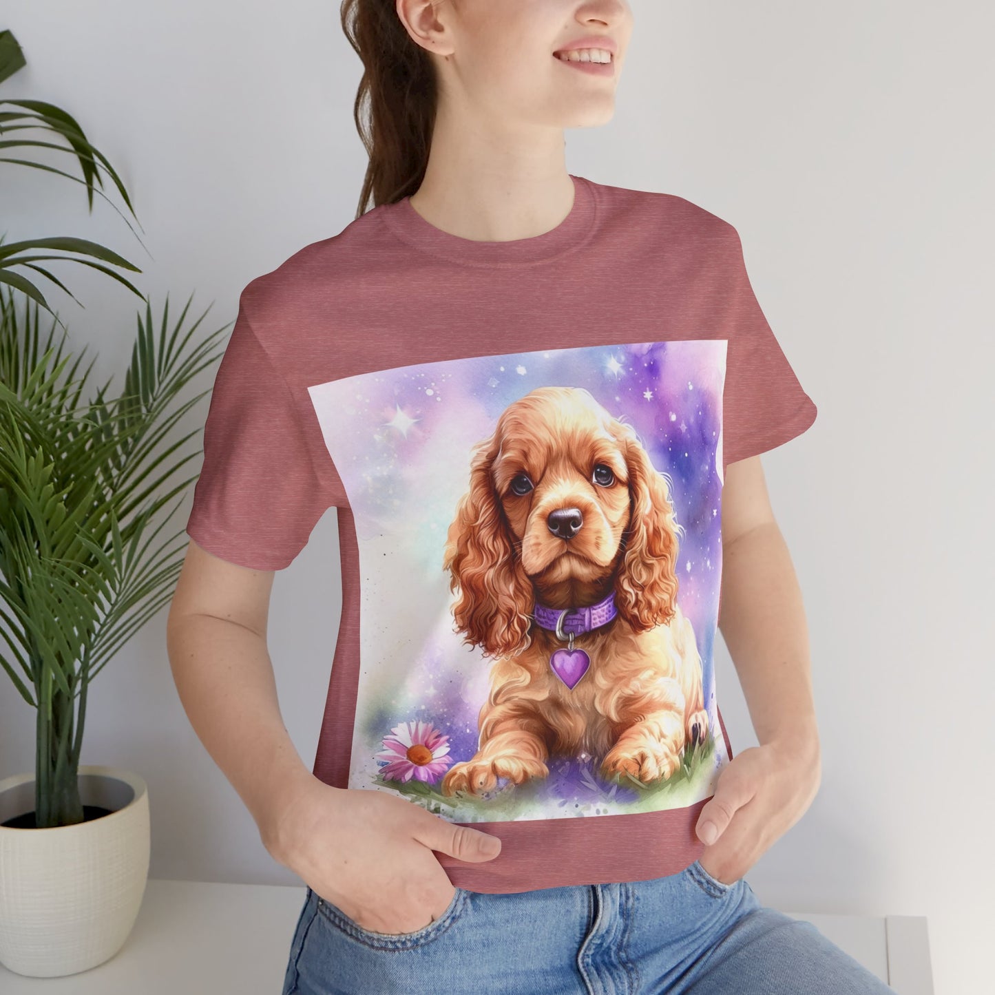 Cute Cocker Spaniel Unisex Jersey Short Sleeve Tee