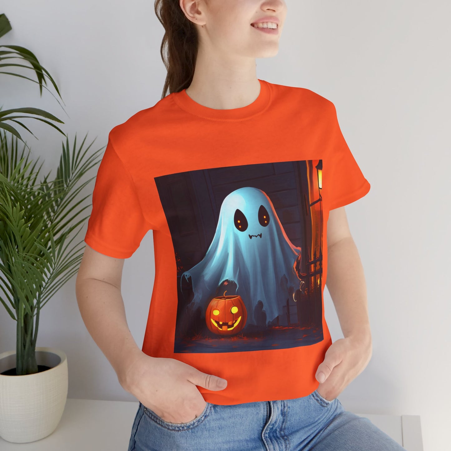 Cute Ghost Trick or Treating Unisex Jersey Short Sleeve Tee