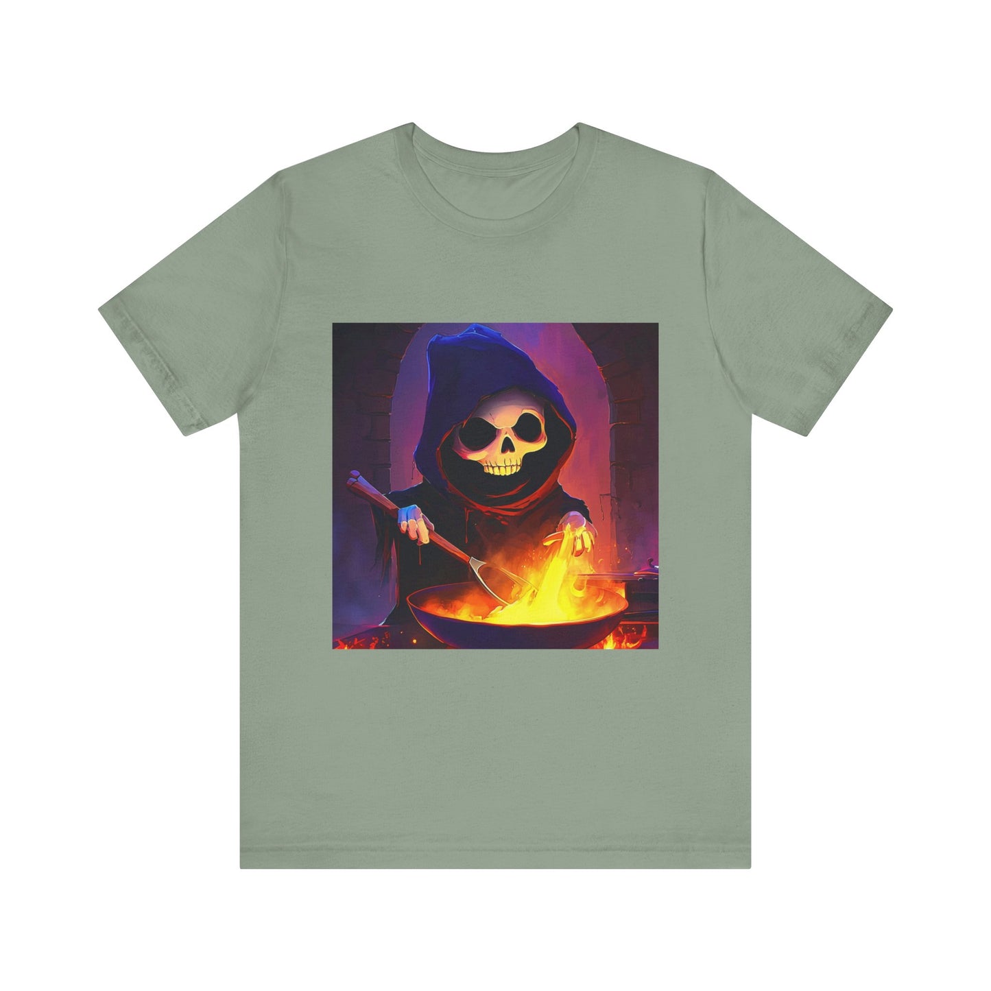 Happy Grim Reaper Cooking Unisex Jersey Short Sleeve Tee