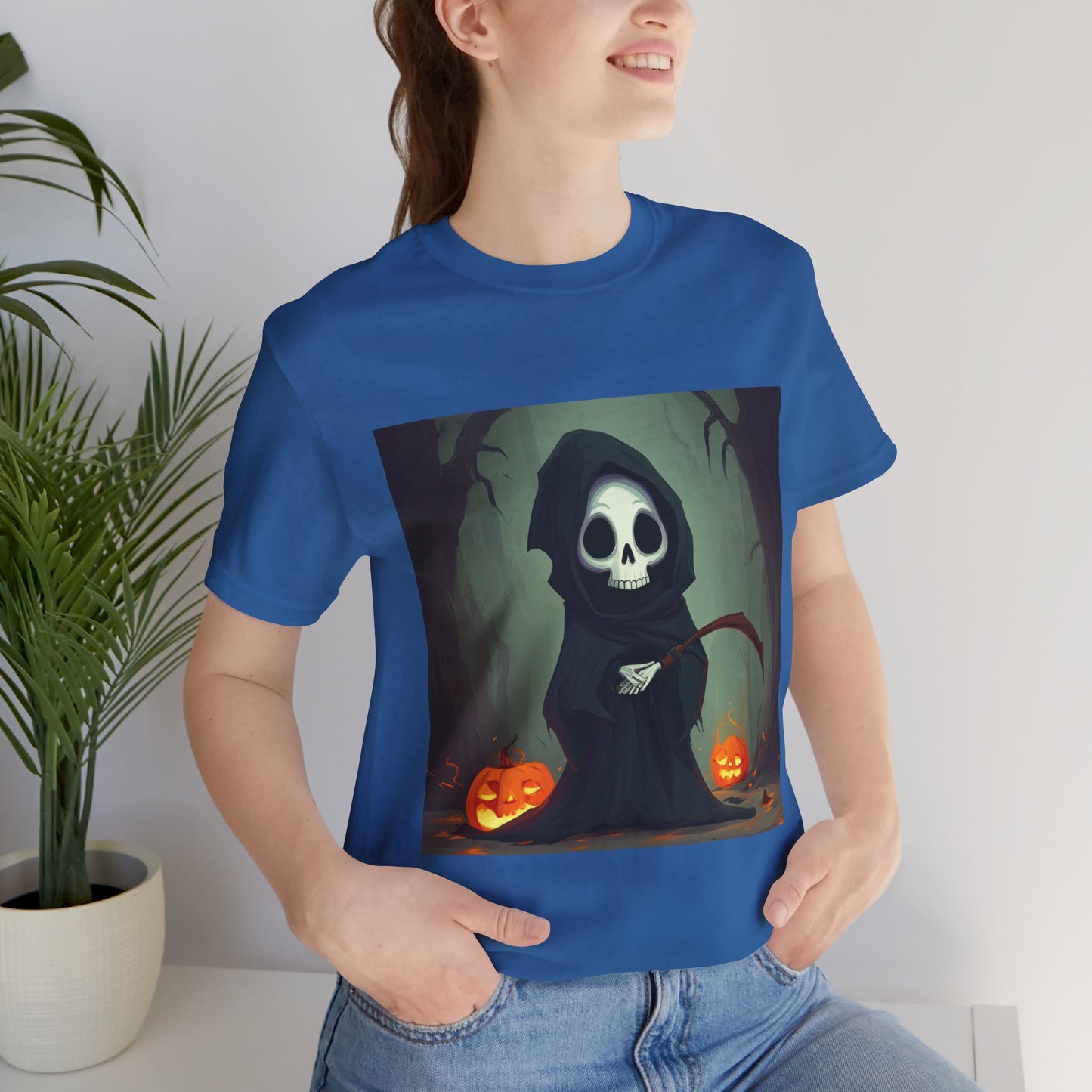 Spooky Forest Grim Reaper Unisex Jersey Short Sleeve Tee