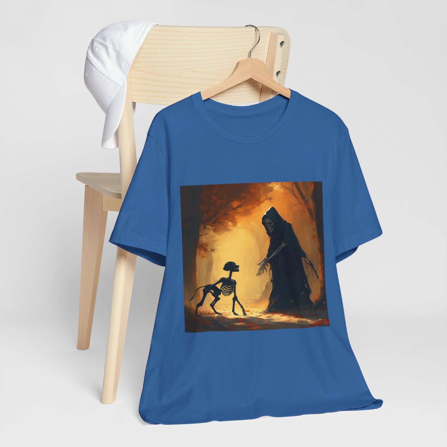 Grim Reaper Playing Fetch Unisex Jersey Short Sleeve Tee