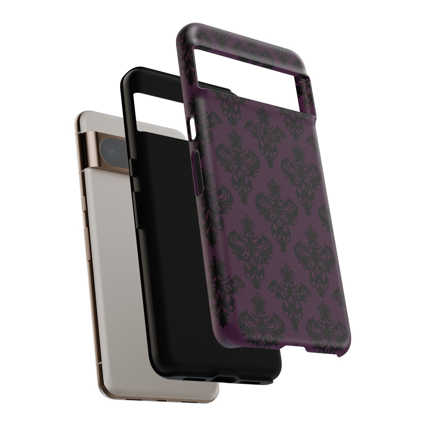 Purple and Black Victorian Damask Pattern Tough Cases