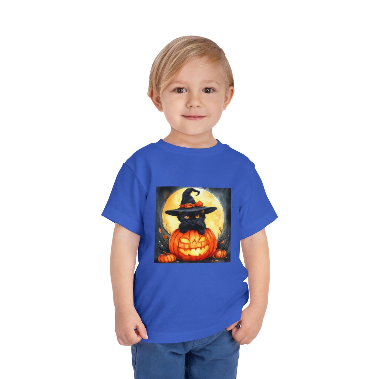 Cat In a Jack O' Lantern Toddler Short Sleeve Tee