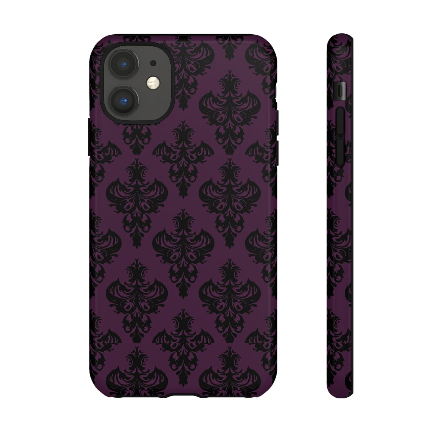 Purple and Black Victorian Damask Pattern Tough Cases