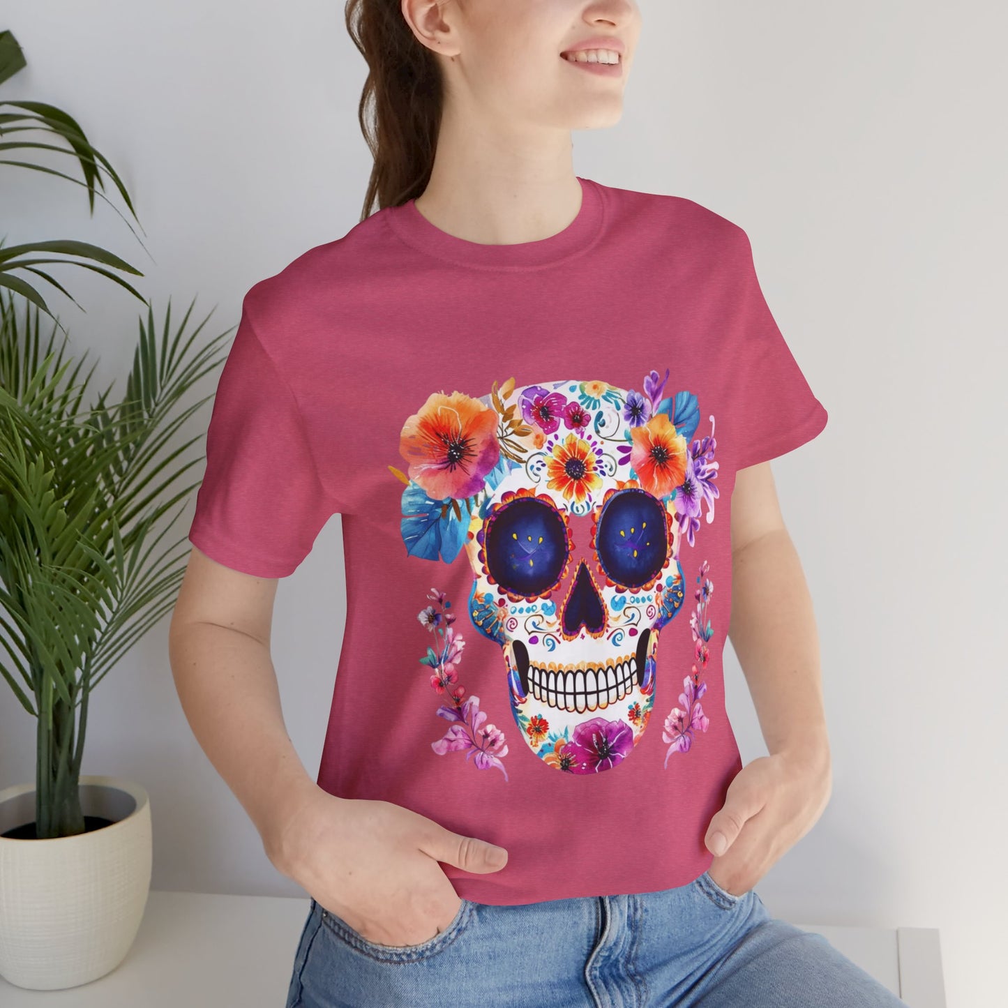 Day of the dead sugar skull Unisex Jersey Short Sleeve Tee