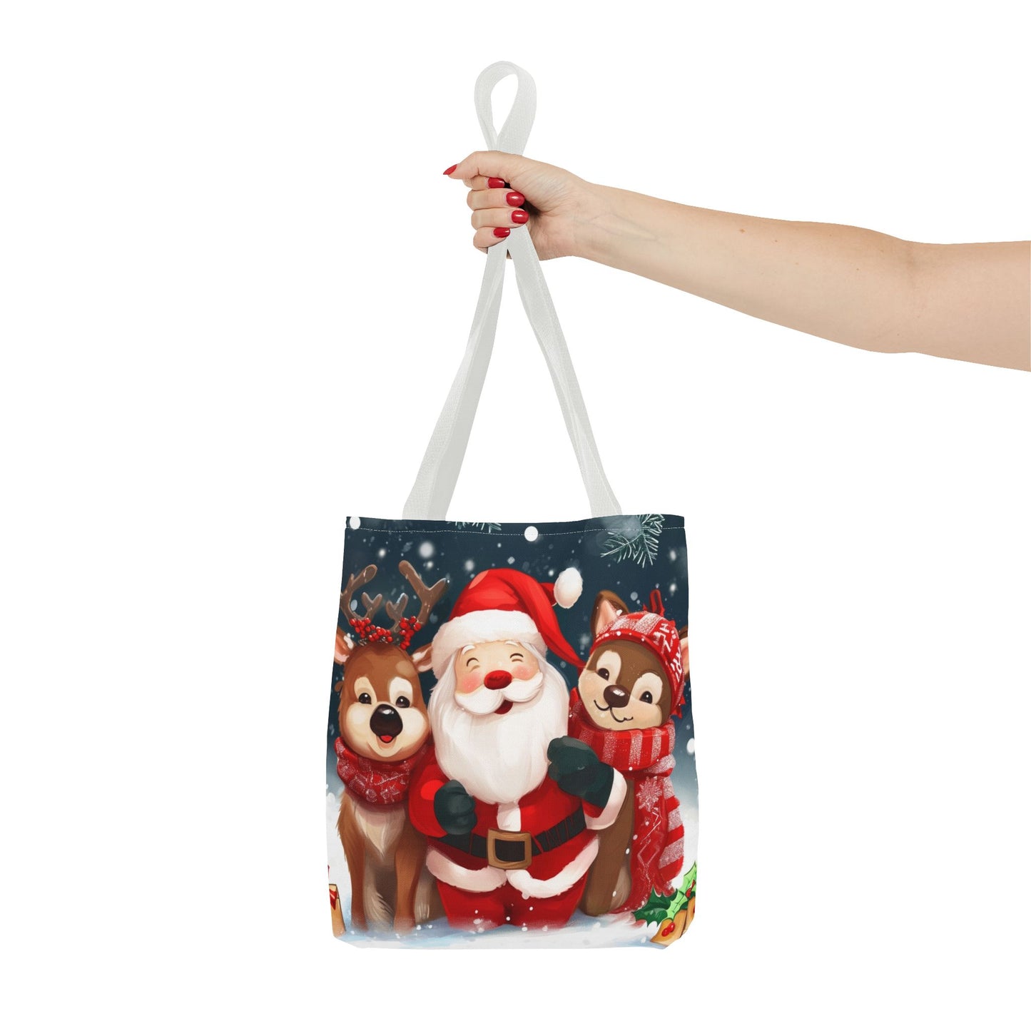 Cute Santa and Reindeer Tote Bag (AOP)