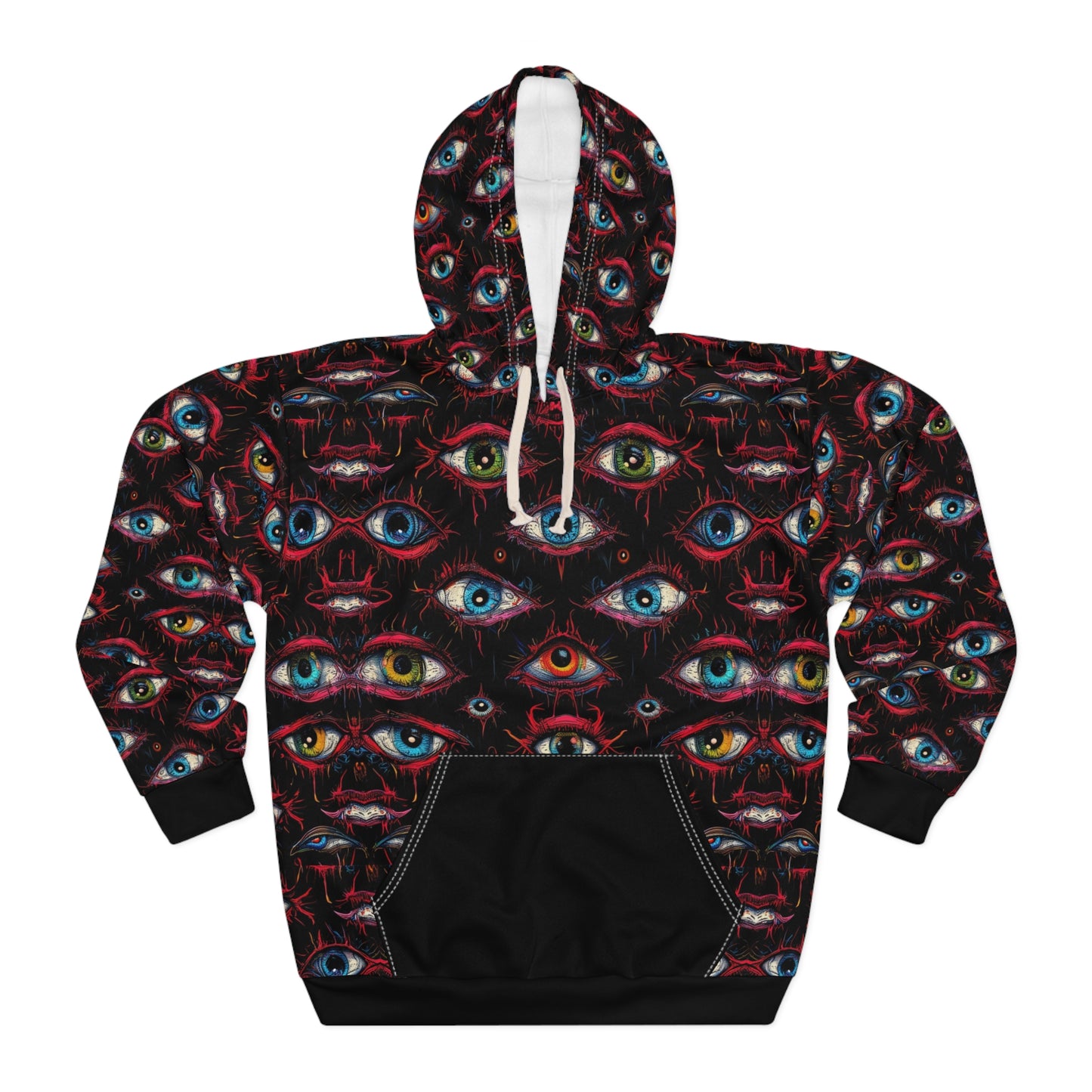 Creepy Eye Pattern Unisex Pullover Hoodie (AOP)