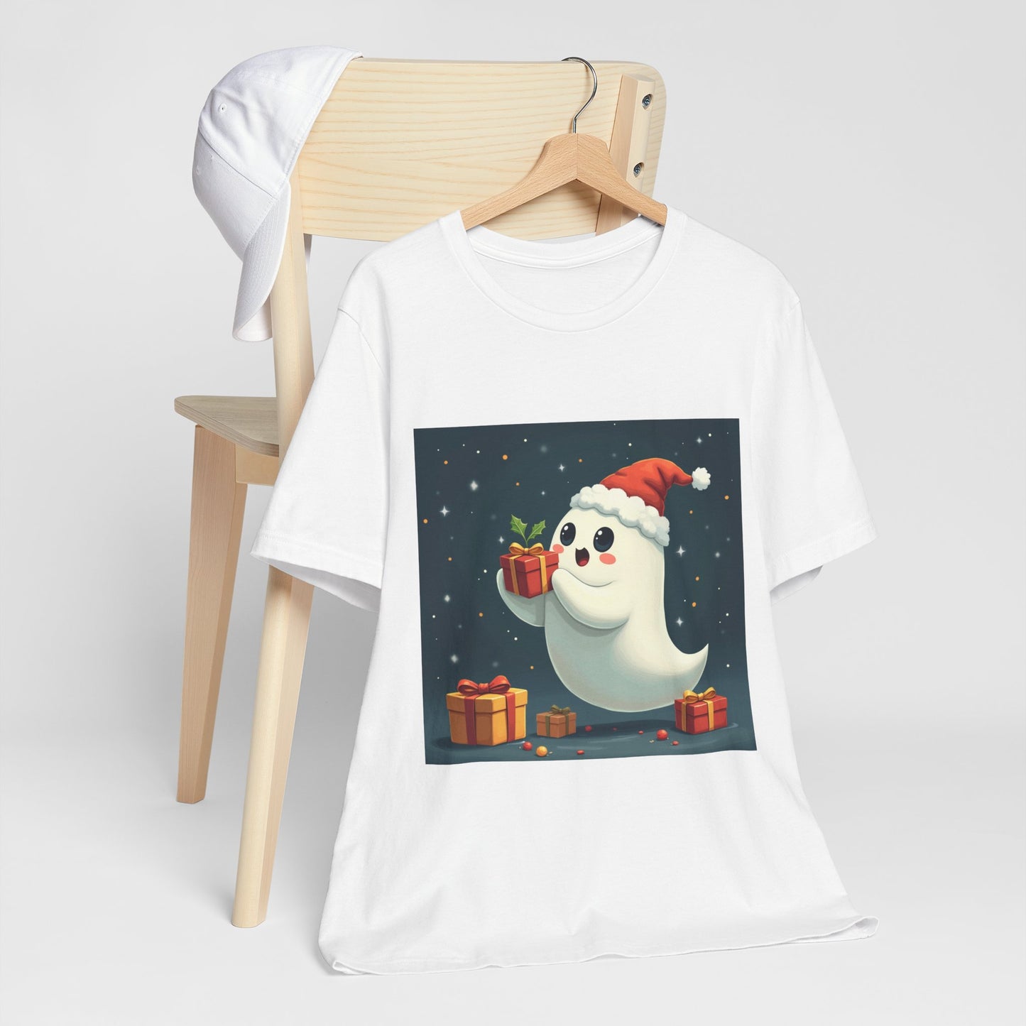 Cute Cartoon Present Ghost Unisex Jersey T-Shirt