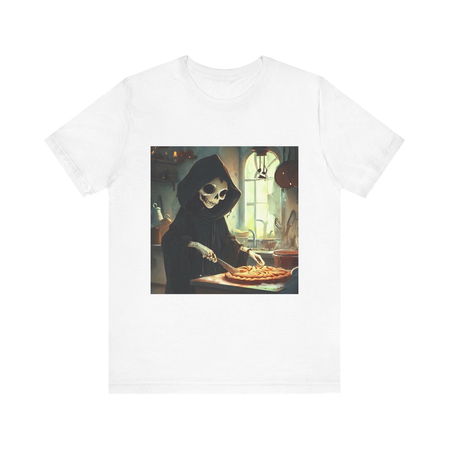 Grim Reaper Baking Pie Unisex Jersey Short Sleeve Tee