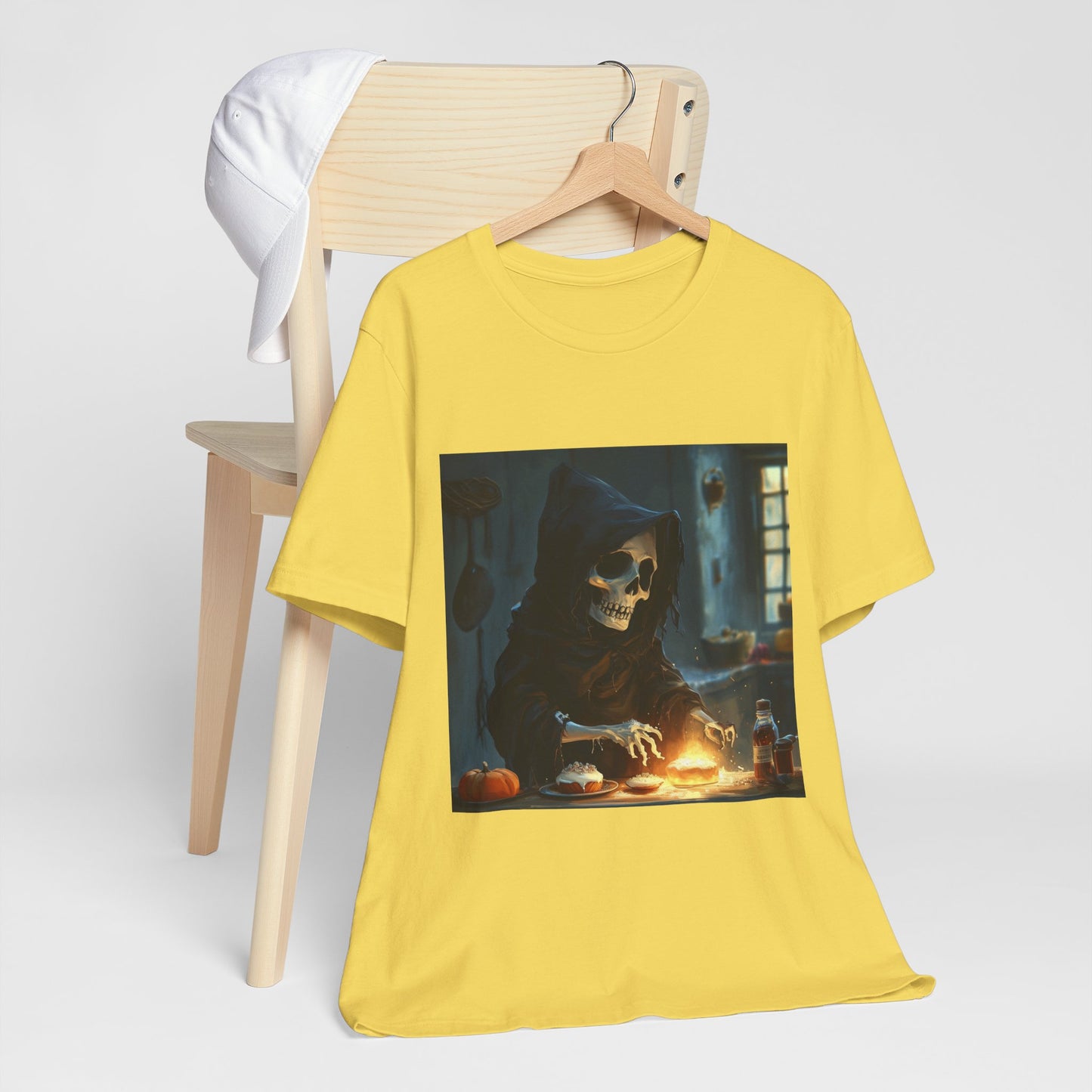 Grim Reaper Baking Sweet Rolls Unisex Jersey Short Sleeve Tee