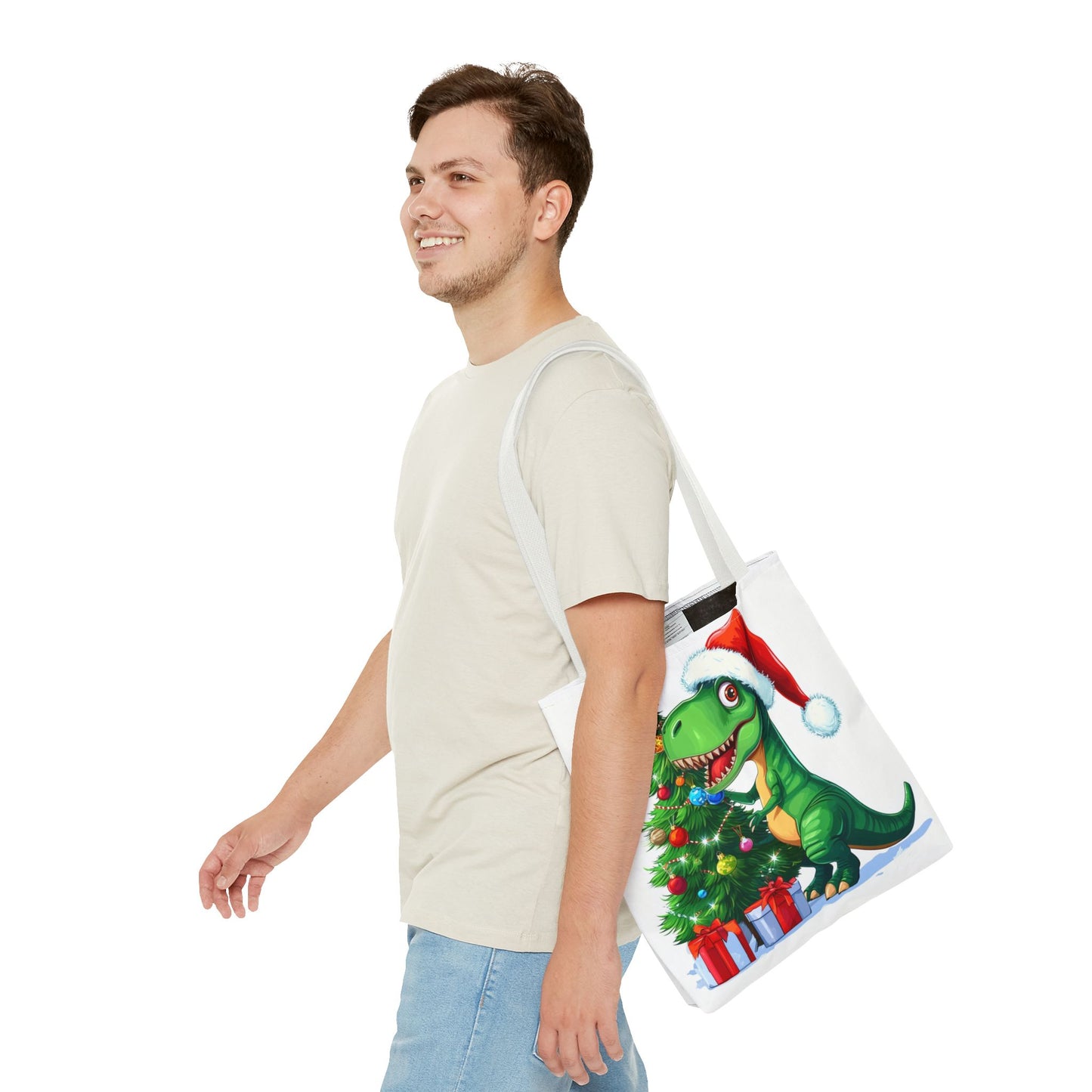 Holiday T-Rex Tote Bag (AOP)